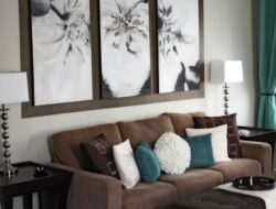Brown White And Teal Living Room