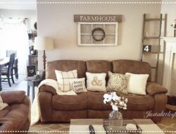 Farmhouse Living Room Ideas With Brown Couch