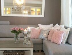 Grey White And Pink Living Room