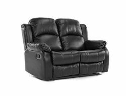 Classic Double Reclining Loveseat Bonded Leather Living Room Recliner Black