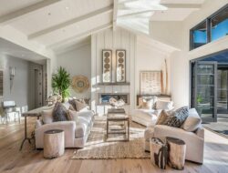 Farmhouse Vaulted Ceiling Living Room