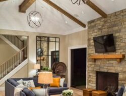 Vaulted Ceiling With Beams Living Room