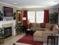 Maroon And Tan Living Room