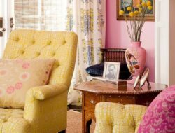 Pink And Yellow Living Room