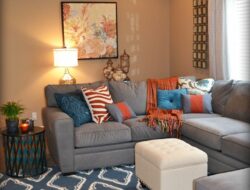 Orange Grey And Blue Living Room