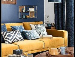 Grey Brown Blue Yellow Living Room