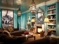 Brown And Turquoise Living Room