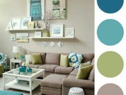 Taupe And Blue Living Room