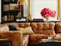 Tan Leather Couch Living Room