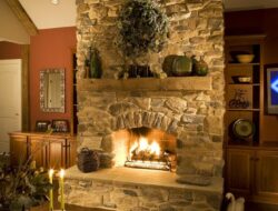 Living Room Stone Fireplace