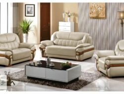 Living Room Leather Sofa Set