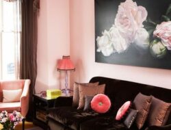 Pale Pink And Brown Living Room