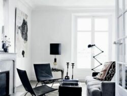Living Room White Walls Dark Furniture