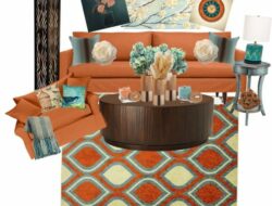 Burnt Orange And Turquoise Living Room