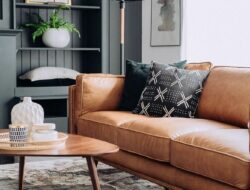 Tan Leather Couch Living Room Decor