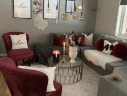 Maroon Themed Living Room