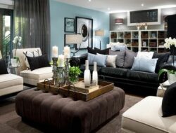 Brown Black And Blue Living Room